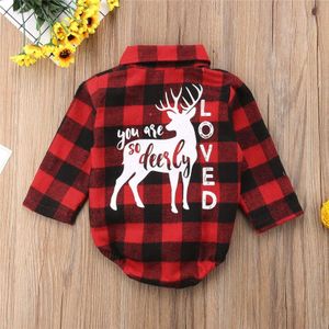 Kerst Xmas Plaid Pasgeboren Baby Baby Boy Elanden Bodysuit Turnpakje Body Tops Baby Kleding