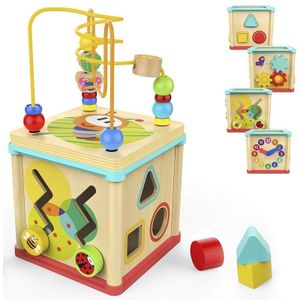 2-6 Jaar Oude Houten Kleurrijke Kralen Speelgoed Baby Kinderen Onderwijs Puzzel Intellectuele Speelgoed Multifunctionele Vier Zijden Schat Borst