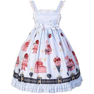 Japanse Lolita Kawaii Jurken Sweet Meisje Aardbei Lolita JSK Zachte Zus Jurk Gothic Blauw Roze Hoge Taille Band Jurk