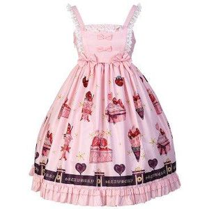 Japanse Lolita Kawaii Jurken Sweet Meisje Aardbei Lolita JSK Zachte Zus Jurk Gothic Blauw Roze Hoge Taille Band Jurk