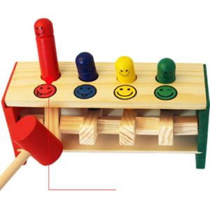 Baby Houten Hamer Speelgoed + Stok Hamer Doos Peuters Educatief Puzzel Speelgoed voor Kinderen Houten Spel Hameren Bench Kinderen Speelgoed