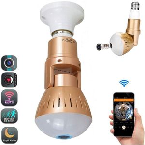 Evkvo 360 Graden Fisheye Lens Panoramisch Ip Camera Infrarood Wit Licht Draadloze 960P Hd Wifi Mini Bulb Lamp Cctv home Security