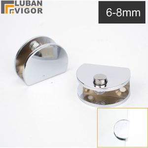 Halfronde Legering glas clip/klem, Badkamer Cosmetische Glas Rack/zelf, Voor 6-8mm glas, spiegel oppervlak, Geen roest, Badkamer Hardware