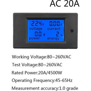 100A 20A AC 80 ~ 260V Power Meter Nauwkeurige Voltmeter Amperemeter KWh Watt Energie Meter Spanning Stroom Monitor tester Elektrische