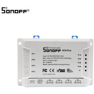 Sonoff 4CH R2/Pro R2 Smart Switch, 4-Kanaals Wifi Smart Home Timer Lichtschakelaar Voor Google Thuis Werk Met Ewelink Wifi Schakelaar