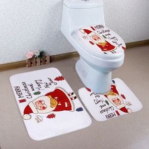 Toilet Seat Cover Tapijt Badkamer Mat Set 3 Pcs Novelty Kat Kerst Voetstuk Tapijt Bad Tapijt Feestelijke Toiletbril cover