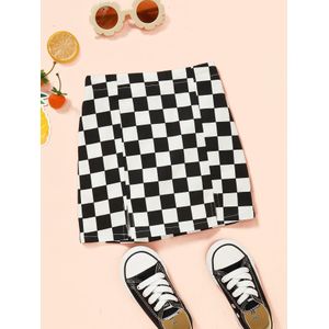 Peuter Bbay Meisjes A-lijn Rokken Herfst Kleding Zwart Wit Plaid Split Bottoms Rok Meisje Rokken Voor 1-6 Jaar