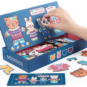 Educatief Speelgoed Kids Puzzels Grote Doos Magnetische Dier Jurk Veranderende Puzzel Voor Kinderen Baby Houten Speelgoed Voor Kinderen