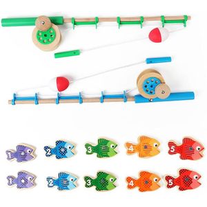 Kinderen Houten Magnetische Vissen Ouder-kind Interactief Speelgoed Game Kids 2 Staaf 3D Vis Babybadje Speelgoed Voor kinderpark 5 Jaar