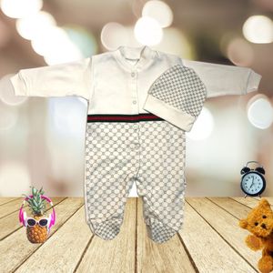 Herfst Baby Lange Mouw Rompertjes En Hoed Gedrukt Katoen Rompertjes Baby Kleding 3 6 9 Maanden Meisje baby Boy Jurk Bip