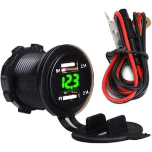 New4.2A Auto 2 Port Dual Usb Charge Adapter Sigarettenaansteker Led Voltmeter Met Waterdichte Hoes Voor Dc 12V-24V Auto Vehi