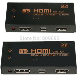 4 k 3D Mini 3 Port MINI dp hdmi Switch Switcher 3 in 1 hdmi Distributeur Splitter Voor HDTV PS3 XBOX/PC Laptop