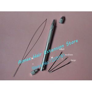 2 stks metalen lace pruik maken ventilatie/handvat trekken/weven naalden micro ring lus threader voor haarverlenging tool