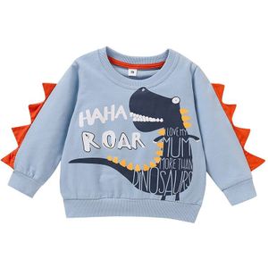 Herfst Peuter Sweatshirt Unisex Blue Baby Jongens Shirts 0-4 Jaar Kinderen Cartoon Kids Krokodil Printing Lange Mouwen kleding