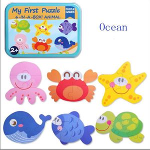 Houten Kinderen Cartoon Dier Verkeer Grote Baby Speelgoed Puzzel Baby Puzzel Cognitieve Educatief Speelgoed 1-2- 3 Jaar Oud