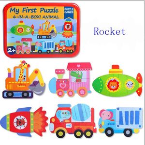 Houten Kinderen Cartoon Dier Verkeer Grote Baby Speelgoed Puzzel Baby Puzzel Cognitieve Educatief Speelgoed 1-2- 3 Jaar Oud