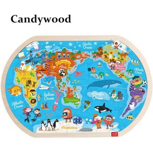 45*30 CM Grote De Wereldkaart Puzzel Kinderen Houten Speelgoed Kinderen Early Learning Onderwijs Speelgoed voor Kind Kaart van Wereld puzzel