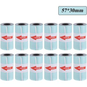 12 Rolls Printable Sticker Papierrol Direct Thermisch Papier Zelfklevende 57*30Mm Voor Peripage A6 Thermische printer Paperang P1/P2