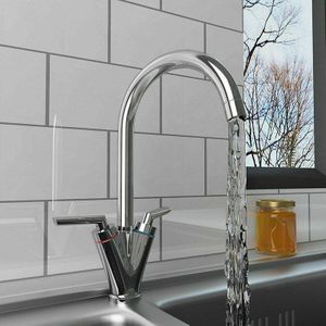 Keuken Fonteinkraan 360-Graden Sink Mixer Basin Tap Twin Dual Hendel Kranen Swivel Chrome Waterval Kraan Voor Badkamer keuken