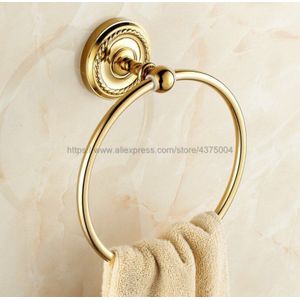 Luxe Gouden Messing Wall Mounted Handdoekring Badhanddoek Houder Badkamer Accessoires Bad Hardware Nba605