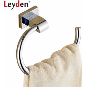 Leyden Handdoek Ring Gouden/Verchroomd Plein Wandmontage Messing Koper Moderne Handdoek Bar Holder Badkamer Accessoires