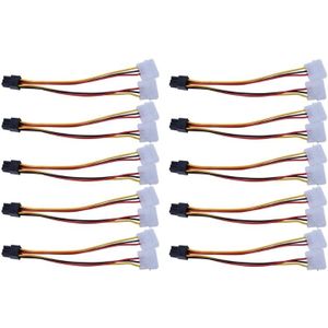 10 Stks/set Dual Molex 4-Pins Naar Een Pci-E 6-Pins Power Connector Y Adapter Kabel