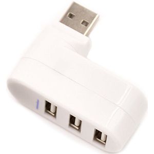 Voor Laptop Voor Pc Hub Usb Draaien Splitter Mini Adapter 3 Poorten Wit