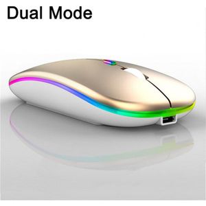 Draadloze Muis Super Stille Dual Mode Bluetooth 5.1 + 2.4Gh Oplaadbare 1600Dpi Ergonomische Gaming Voor Computer Pc Laptop