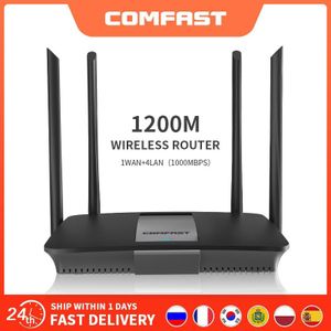 AC1200 Gigabit Dual Band 5Ghz Draadloze Router Wifi Brede Dekking Wan/Lan-poort Smart Wi-fi Router Met Hoge gain 4 * 6dBi Antennes