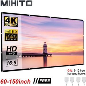 Mixito Projector Schermen 16:9 Proyector 60 72 84 120 150 Inche Smart Home Outdoor Ktv Kantoor Draagbare Eenvoudige Gordijn Projectie