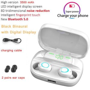 Touch Control Bluetooth 5.0 Koptelefoon Draadloze Hoofdtelefoon 9D Stereo Headset 3500Mah Opladen Case Led Display Fit Alle Smartphone