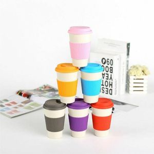Herbruikbare Koffie Thee Cup Mok Tarwe Stro Reizen Cup Met Siliconen Cup Deksel