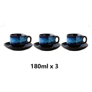 Modieuze Porselein Craftsman Keramische Kopje Koffie En Schotel Set Creatieve Ontbijt Cup Afternoon Tea Japanse Eenvoudige Blauw