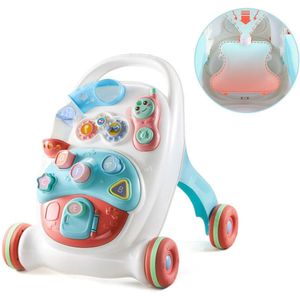 Peuters Baby Walker Speelgoed Eerste Stap Auto Multifunctionele Trolley Walker Zitten Te Stand Muzikale Wandelaar Met verstelbare Schroef 6-18 M