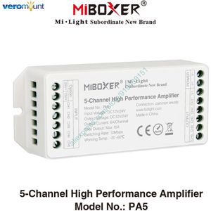 Miboxer PA5 5-Kanaals High Performance Versterker Controller DC12V 24V 10A Voor Enkele Kleur Cct Rgb Rgbw Rgbcct pmw Controller