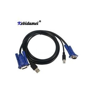 Kebidumei 4.6 Voeten 1.5M USB KVM 15 Pin Schakelaar VGA Kabel USB 2.0 Type A naar B 4Pin PC computer Printer Monitor Adapter Converter