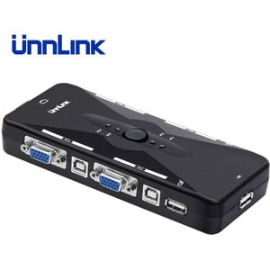 Unnlink 4 Port Vga Kvm Switch 4X1 Usb 2.0 Hub Box Selector Adapter Usb 2.0 Kvm 4 In 1 Out vga Voor 4 Hosts Computer Laptop Pc