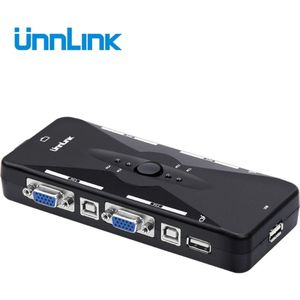 Unnlink 4X1 VGA KVM Switch USB Hub Box Selector Adapter USB 2.0 KVM 4 In 1 Out VGA print Auto Switch Box voor 4 Computer Laptops