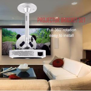 Mini Projector Beugel 360 Graden Swivel Mount Houder Projector Beugel Set Aluminium + Plastic Zilver Muur Plafond