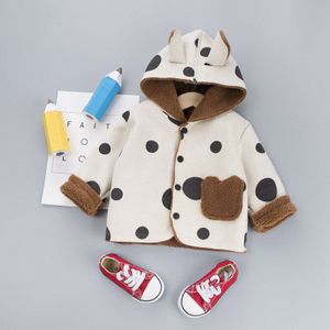 1-3 Jaar Herfst Winter Baby Meisje Jongen Jas 3D Oren Capuchon Warme Jas Bovenkleding Voor Kinderen Kids Polka dot Kleding