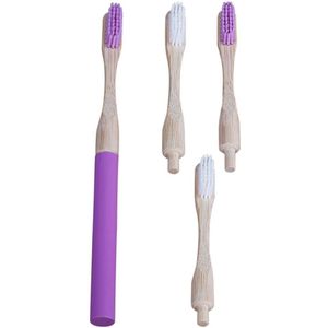 Biologisch Afbreekbaar Afneembare Tandenborstel Bamboe Handvat Voor Tanden Reinigen Mondhygiëneprotocol Met 4 Plug-In Opzetborstels