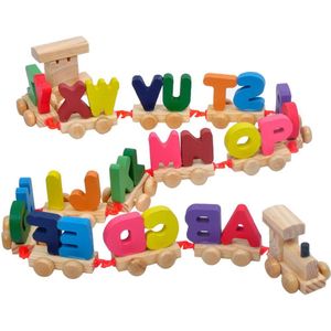 Houten Kids Trein Speelgoed 26 Engels Letters Baby Vroeg Leren Puzzel Speelgoed Voor 3 Jaar Oude Abve Kinderen