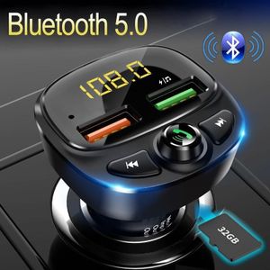 Jinserta Handenvrij Bluetooth 5.0 Fm-zender 3.4A Dual Usb Charger Auto Mp3 Speler Ondersteuning 64G Tf Card / U disk Music Player