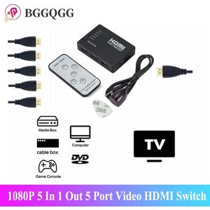 Bggqgg 5 Port 1080P 5 In 1 Out Video Hdmi Switch Selector Switch Box Splitter Hub Ir Afstandsbediening Voor hdtv PS3 Dvd Geheugenkaart Adapter