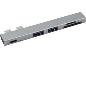 Aluminium USB C Hub Met SD/TF Card Reader Multi USB Type C Hub Adapter Compatibel Voor MacBook pro PC Accessoires