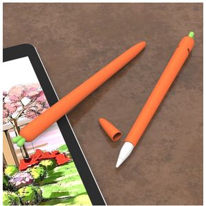 Leuke Wortel Siliconen Etui Voor Apple Potlood 2/1 Case Voor iPad Tablet Touch Pen Stylus Cap Cartoon Beschermhoes cover