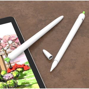 Leuke Wortel Siliconen Etui Voor Apple Potlood 2/1 Case Voor iPad Tablet Touch Pen Stylus Cap Cartoon Beschermhoes cover