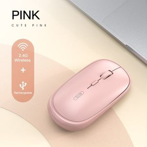 Draadloze Muis Oplaadbare Mute Stille Roze 1600 Dpi Mause Draagbare Kantoor Computer Notebook Ergonomische Muizen Voor Iphone Xiaomi