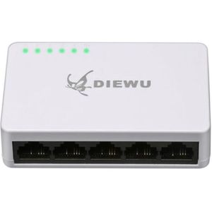 DIEWU 5 Poorten Fast Ethernet RJ45 10/100Mbps Netwerk Switch Switcher Hub Desktop Laptop, draagbare Reizen Lan Hub Power Door Micro-