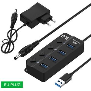 4 Poorten Usb 3.0 Hub 5Gbps High Speed Aan Uit Schakelaar Tablet Data Transfer Met Knop Power Adapter Voor pc Laptop Eu Ons Uk Au Plug